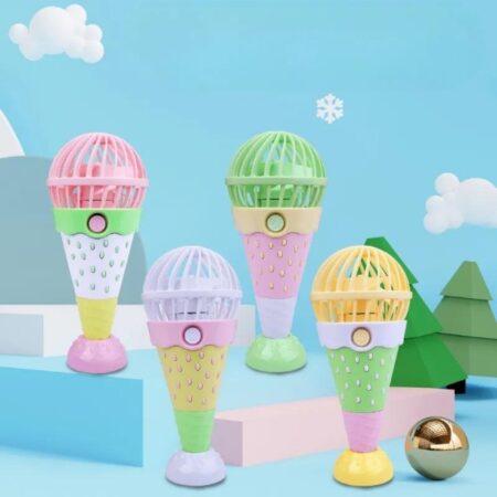 Cute Icecream Shape Handheld Fan With Stand