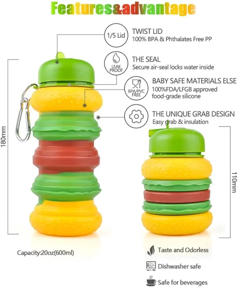 Silicon Burger Bottle 600ml - Image 8