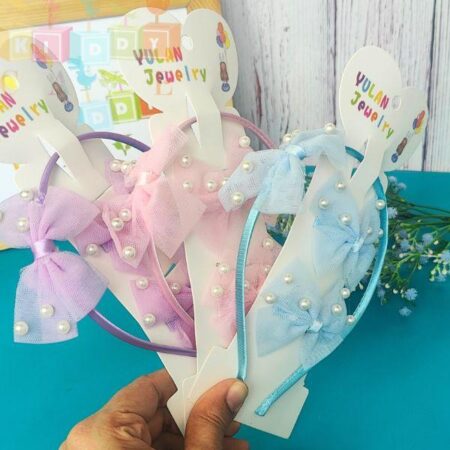 Bow Hair Band With Clips (Random Colour)
